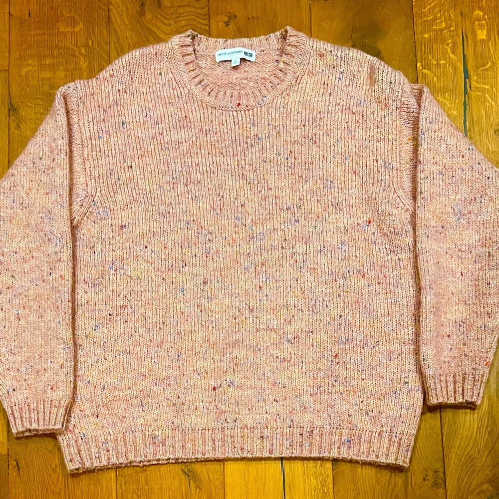 UNIQLO x INES DE LA FRESSANGE Confetti Mix Pink Pullover Knit Sweater Size XL